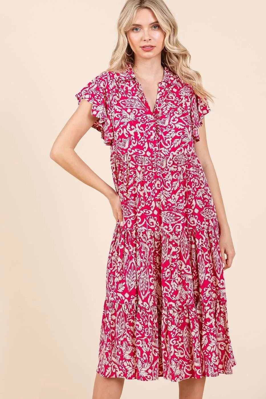 Mittoshop Abstract Print Ruffle Tier Midi Dress - Bela Fils BoutiqueBela Fils Boutique