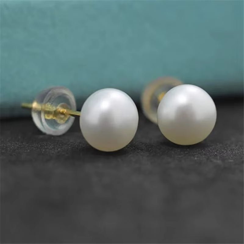 Natural Freshwater Pearl Stud Earrings Real 925 Sterling Sliver Earring Cultured White Pearl for Women Earring Jewelry Wholesale - Bela Fils BoutiqueBela Fils Boutique