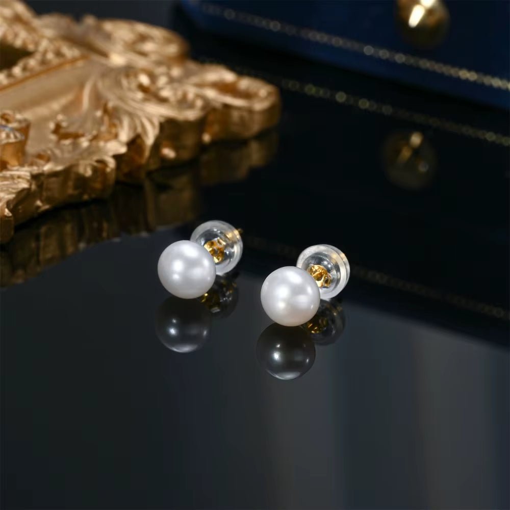 Natural Freshwater Pearl Stud Earrings Real 925 Sterling Sliver Earring Cultured White Pearl for Women Earring Jewelry Wholesale - Bela Fils BoutiqueBela Fils Boutique