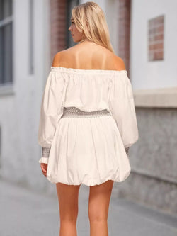 Off - Shoulder Bubble Hem Mini Dress - Bela Fils BoutiqueBela Fils Boutique