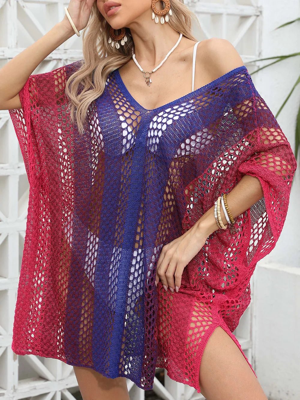 Openwork Contrast V - Neck Cover - Up - Bela Fils BoutiqueBela Fils Boutique