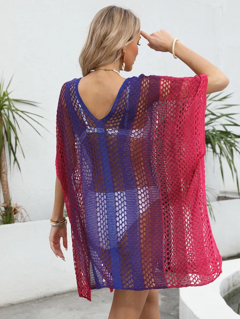 Openwork Contrast V - Neck Cover - Up - Bela Fils BoutiqueBela Fils Boutique