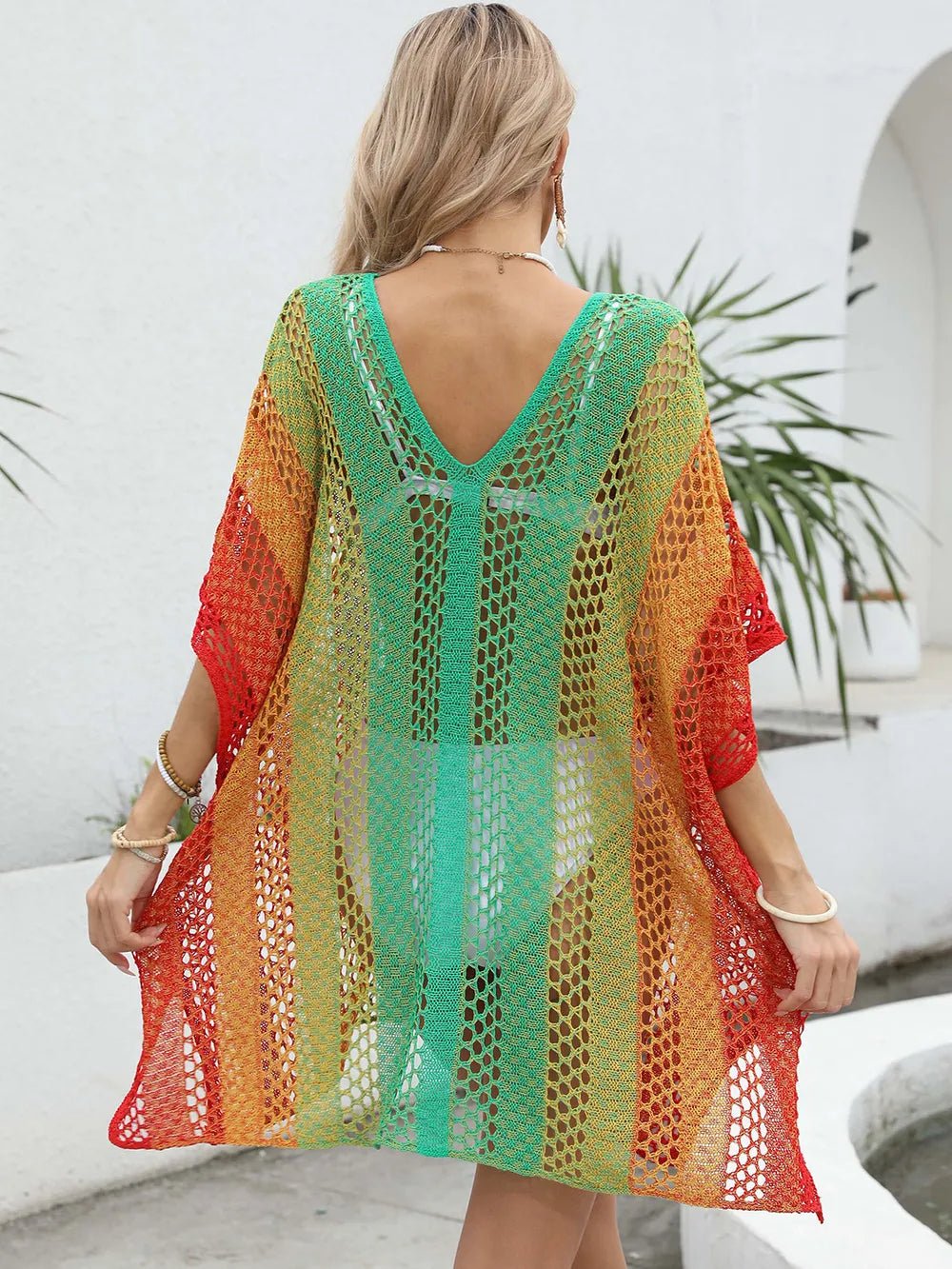 Openwork Contrast V - Neck Cover - Up - Bela Fils BoutiqueBela Fils Boutique