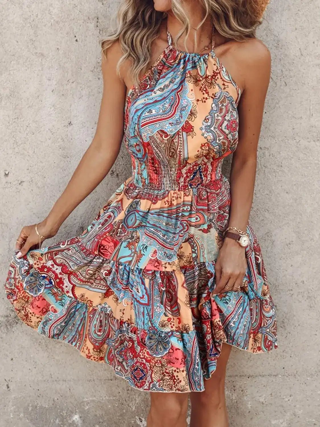 Paisley Print Halter Neck Mini Dress - Bela Fils BoutiqueBela Fils Boutique