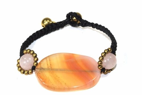 Peach Agate Slice & Rose Quartz Bracelet - Bela Fils BoutiqueBraceletsBela Fils Boutique