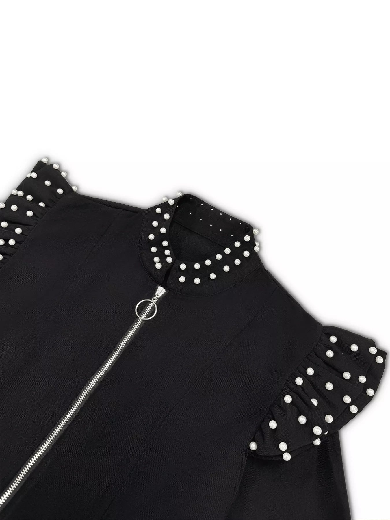 Pearl Embellished Shoulder Zip Up Jacket - Bela Fils BoutiqueBela Fils Boutique