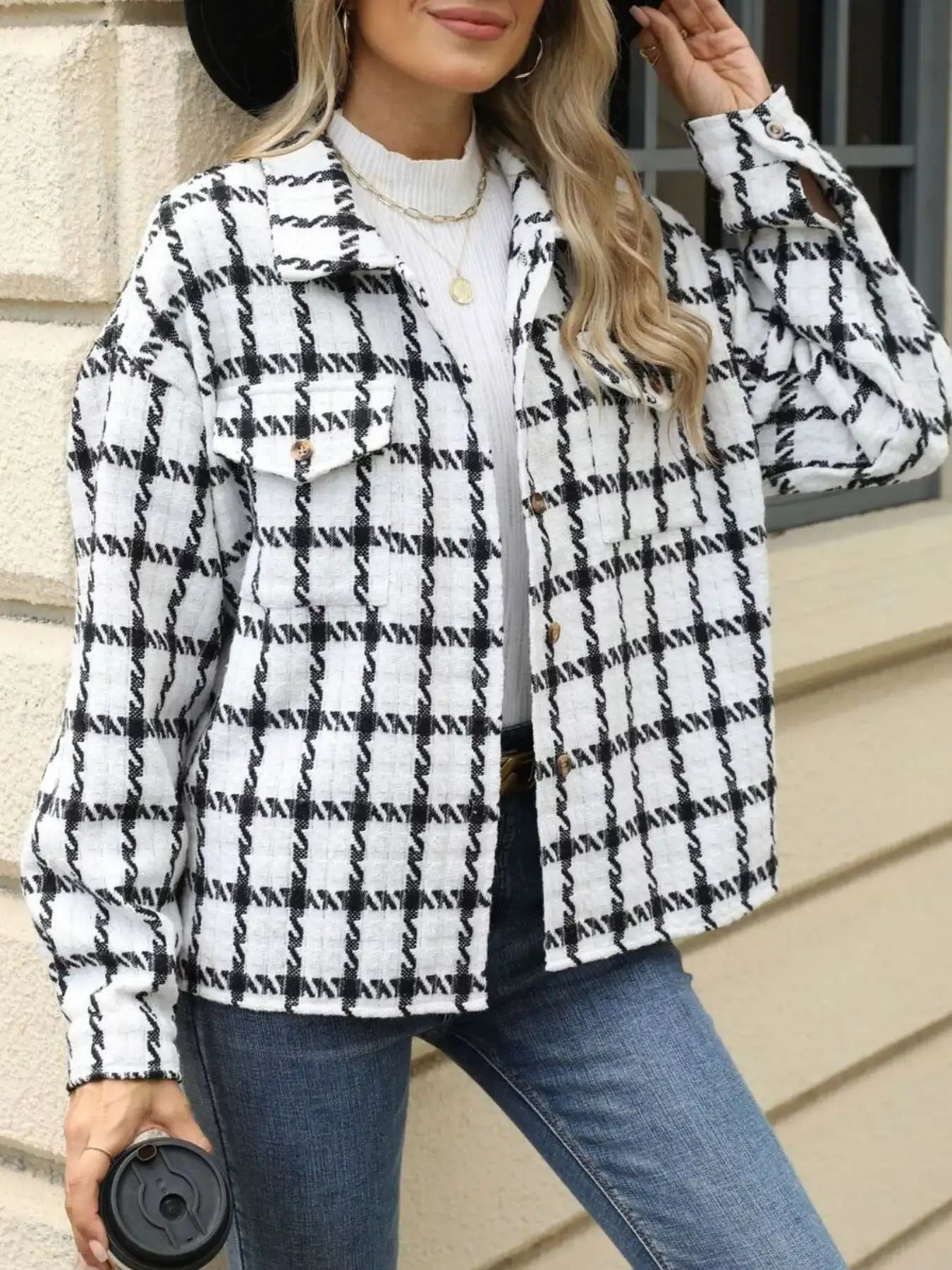 Plaid Button Up Long Sleeve Jacket - Bela Fils BoutiqueBela Fils Boutique