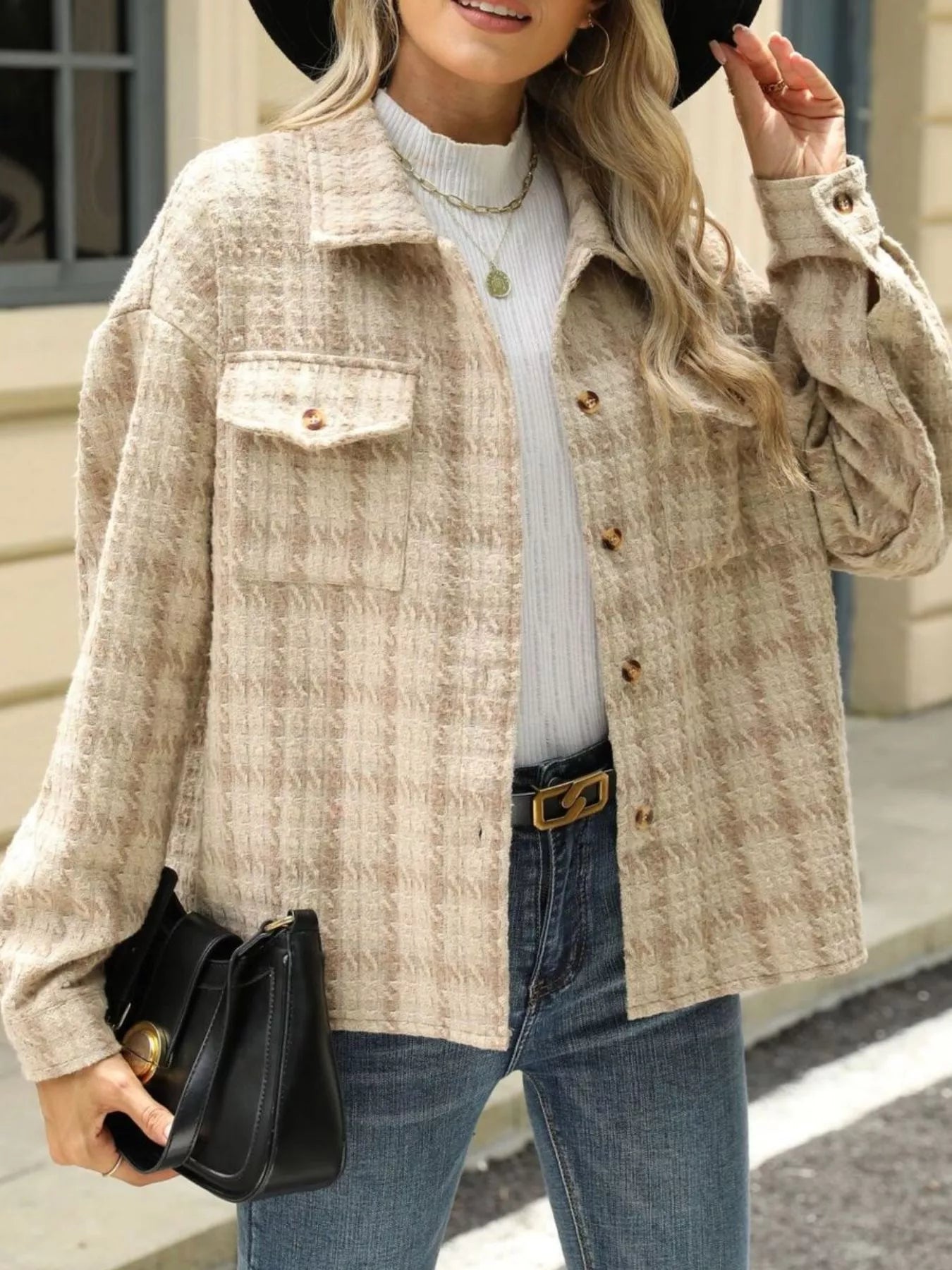 Plaid Button Up Long Sleeve Jacket - Bela Fils BoutiqueBela Fils Boutique