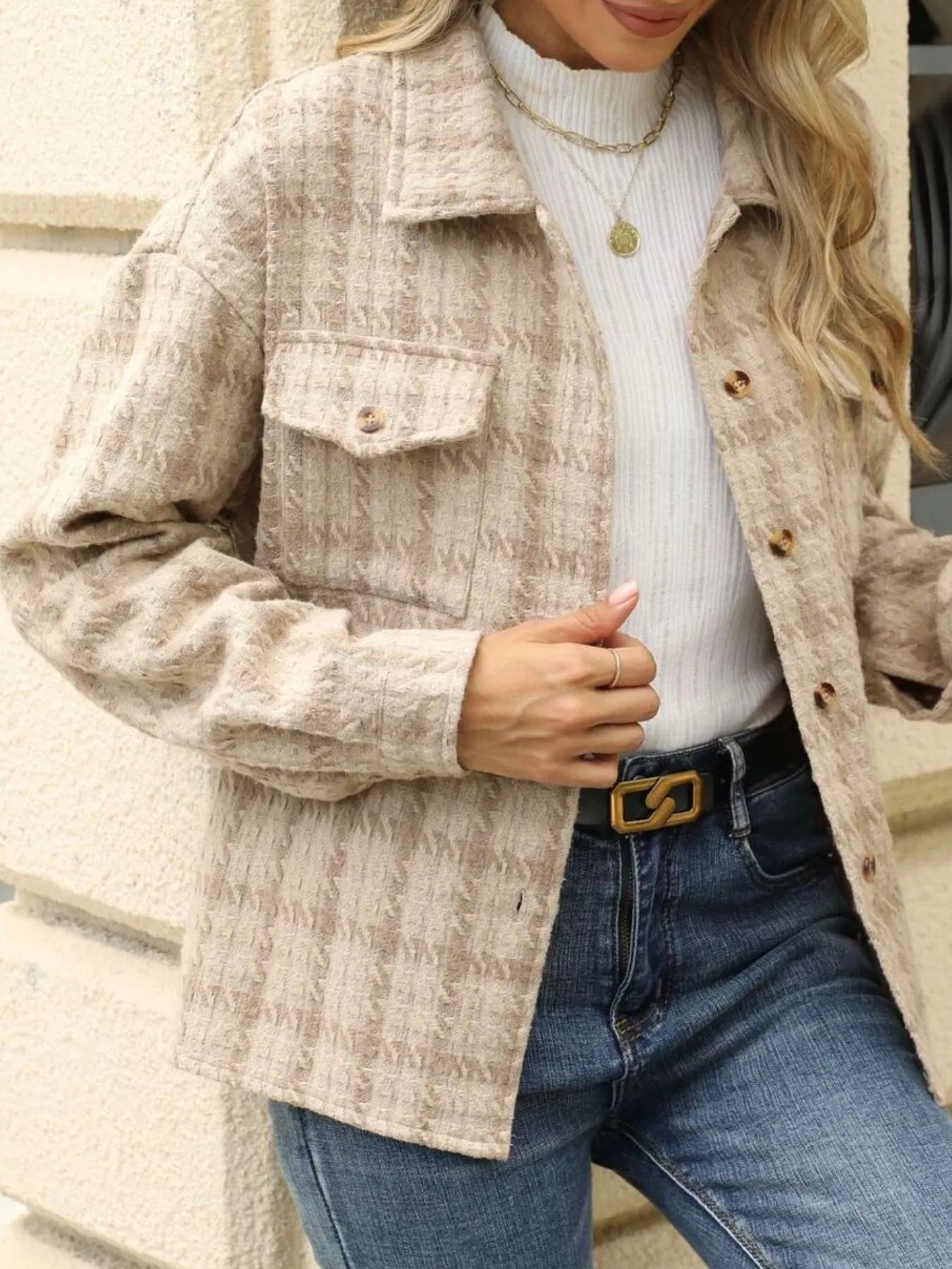 Plaid Button Up Long Sleeve Jacket - Bela Fils BoutiqueBela Fils Boutique