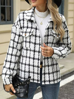 Plaid Button Up Long Sleeve Jacket - Bela Fils BoutiqueBela Fils Boutique