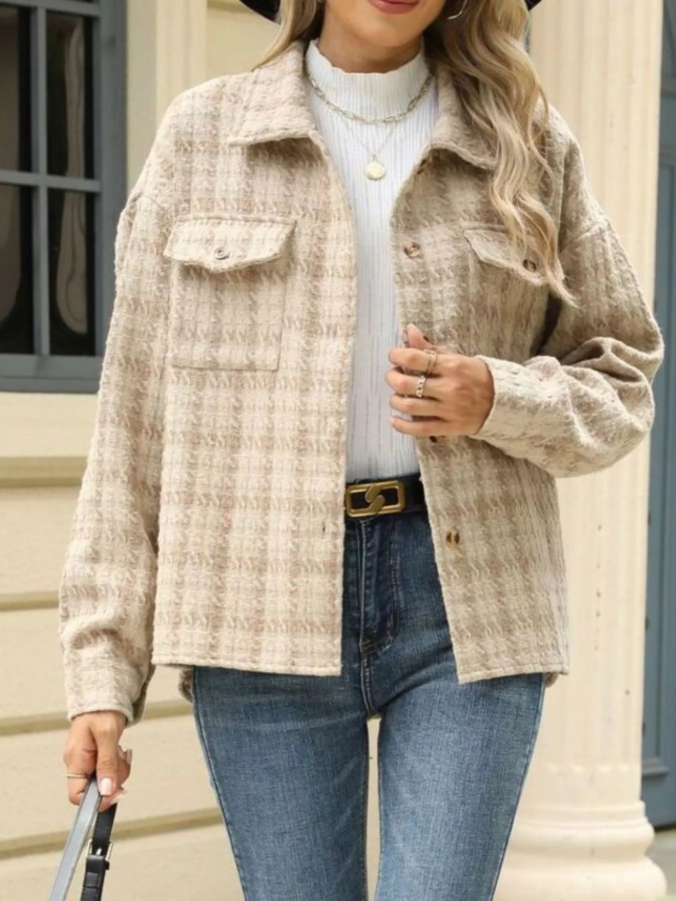 Plaid Button Up Long Sleeve Jacket - Bela Fils BoutiqueBela Fils Boutique