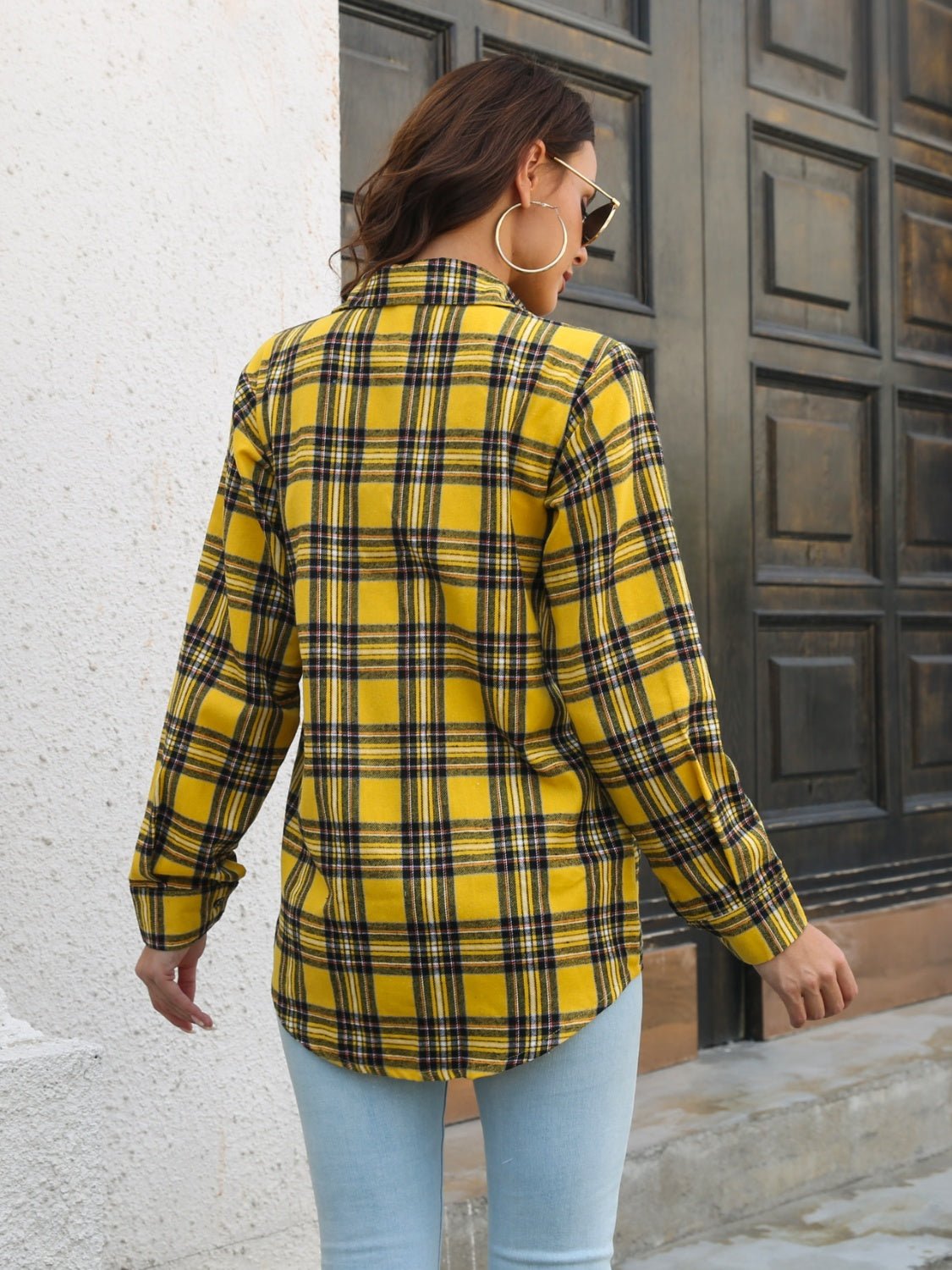 Plaid Collared Neck Buttoned Shirt with Pockets - Bela Fils BoutiqueBela Fils Boutique