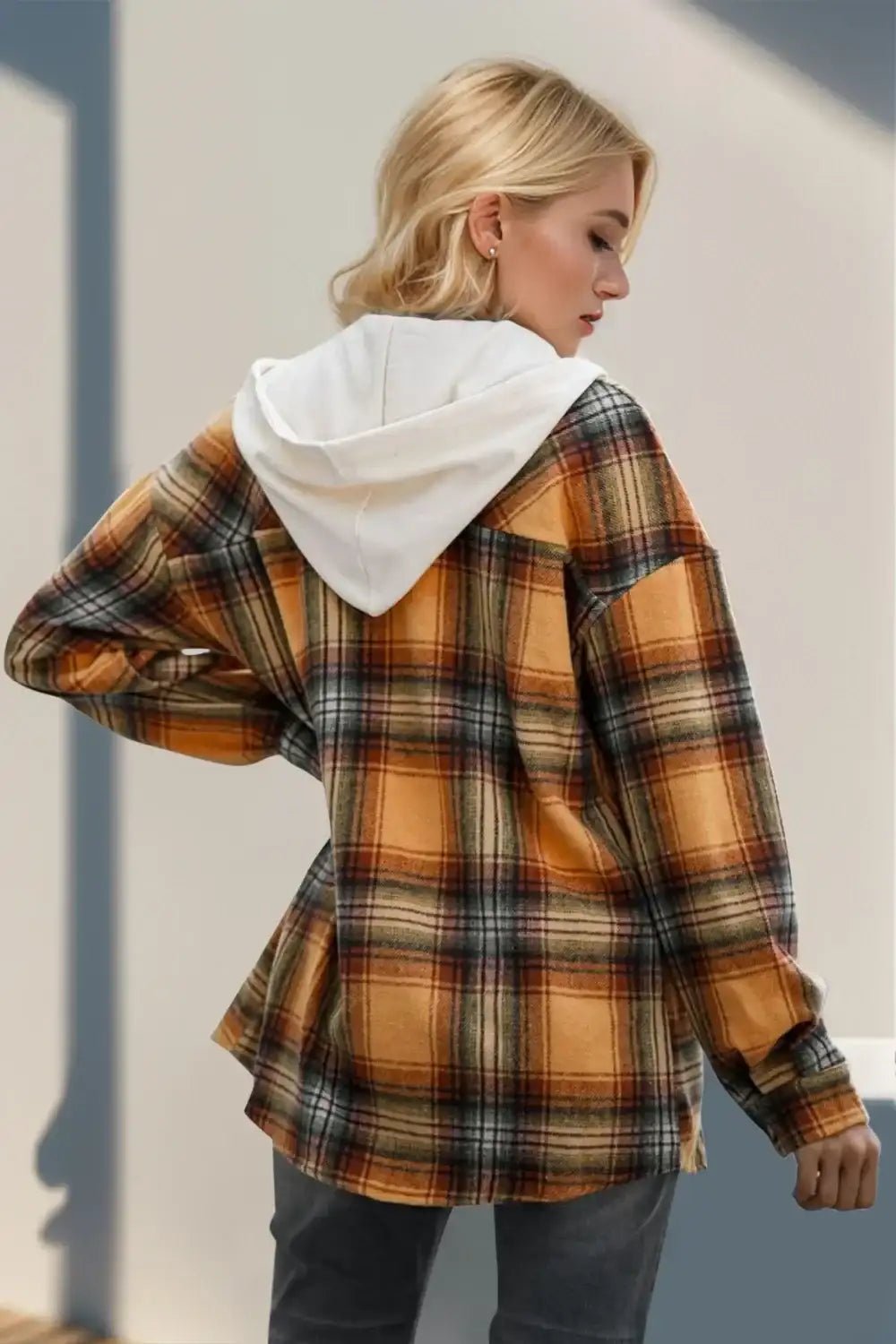 plaid drawstring hooded shacket - Bela Fils BoutiqueBela Fils Boutique