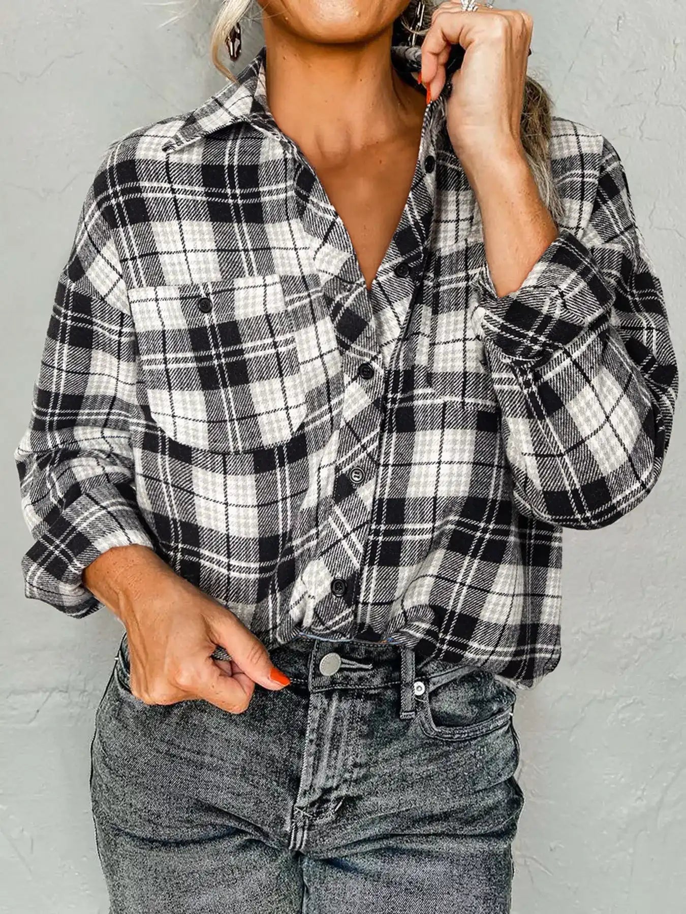 Plaid Print Chest Pockets Buttoned Shirt - Bela Fils BoutiqueBela Fils Boutique
