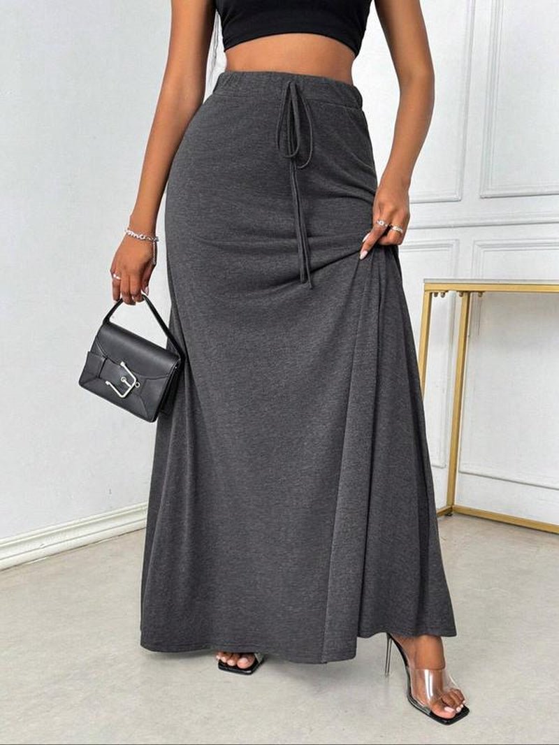 Plus Size Elegant A - Line Skirt with Drawstring Waist - Stylish Casual Long Skirt for All Seasons - Bela Fils BoutiqueBela Fils Boutique