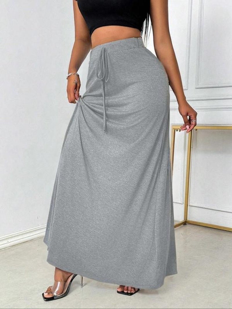 Plus Size Elegant A - Line Skirt with Drawstring Waist - Stylish Casual Long Skirt for All Seasons - Bela Fils BoutiqueBela Fils Boutique