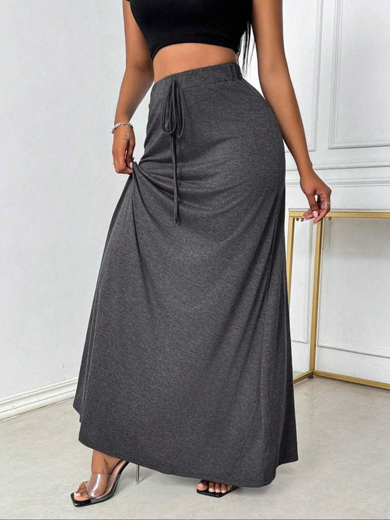 Plus Size Elegant A - Line Skirt with Drawstring Waist - Stylish Casual Long Skirt for All Seasons - Bela Fils BoutiqueBela Fils Boutique