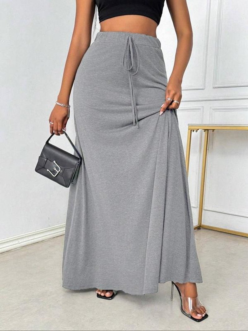 Plus Size Elegant A - Line Skirt with Drawstring Waist - Stylish Casual Long Skirt for All Seasons - Bela Fils BoutiqueBela Fils Boutique