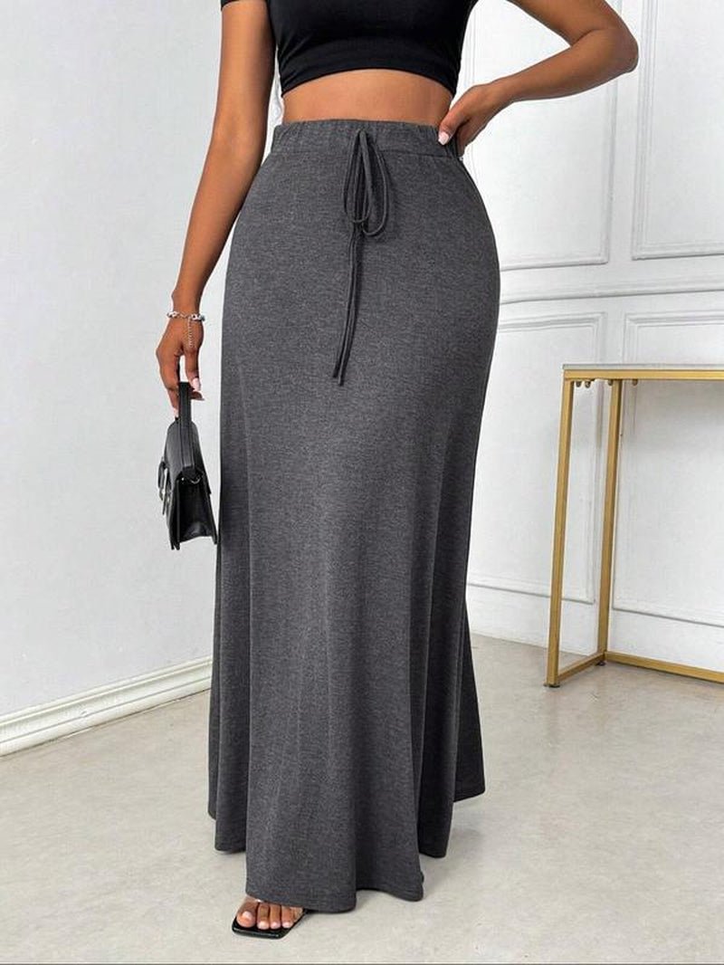 Plus Size Elegant A - Line Skirt with Drawstring Waist - Stylish Casual Long Skirt for All Seasons - Bela Fils BoutiqueBela Fils Boutique