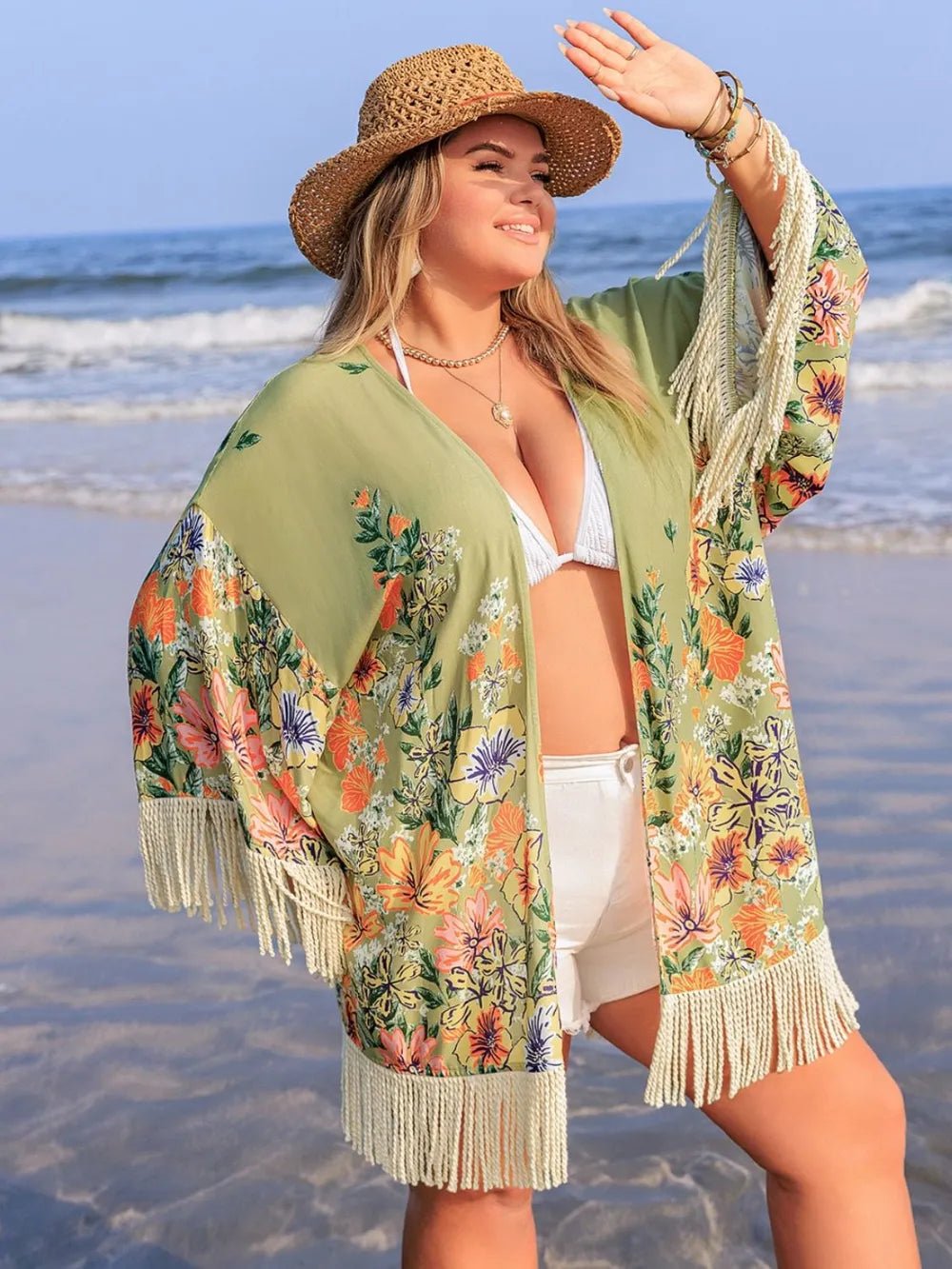 Plus Size Fringe Open Front Cover - Up - Bela Fils BoutiqueBela Fils Boutique