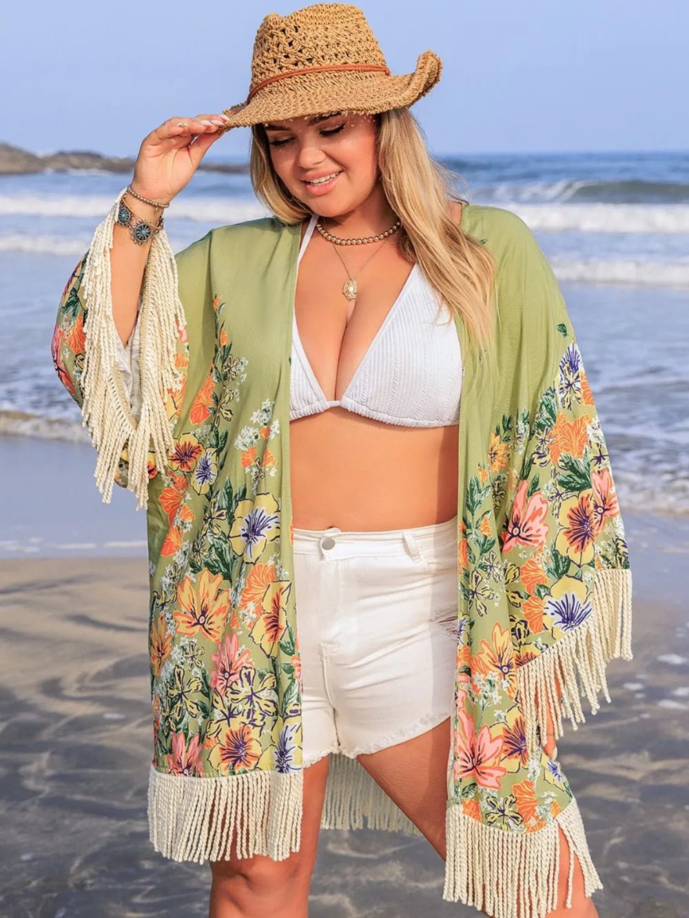 Plus Size Fringe Open Front Cover - Up - Bela Fils BoutiqueBela Fils Boutique