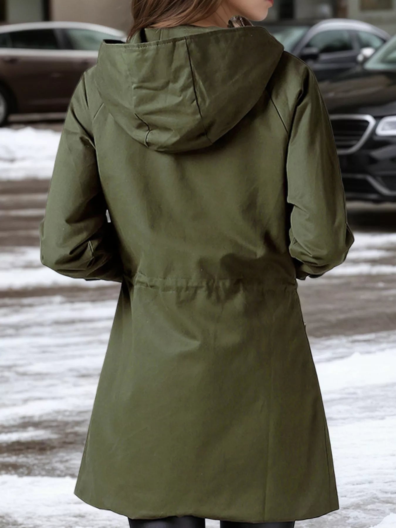 Plus Size Hooded Drawstring Waist Trench Coat - Bela Fils BoutiqueBela Fils Boutique