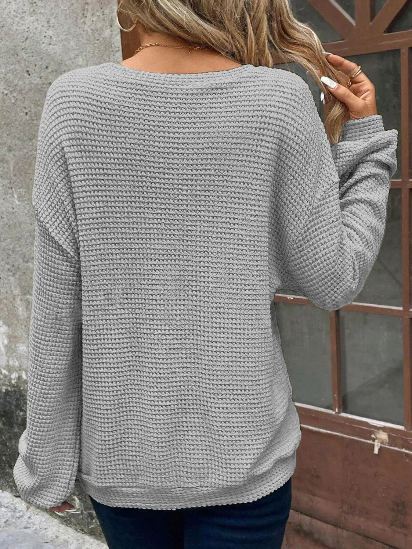 Plus Size Relaxed Fit Waffle Knit Round Neck T-Shirt - Bela Fils BoutiqueBela Fils Boutique