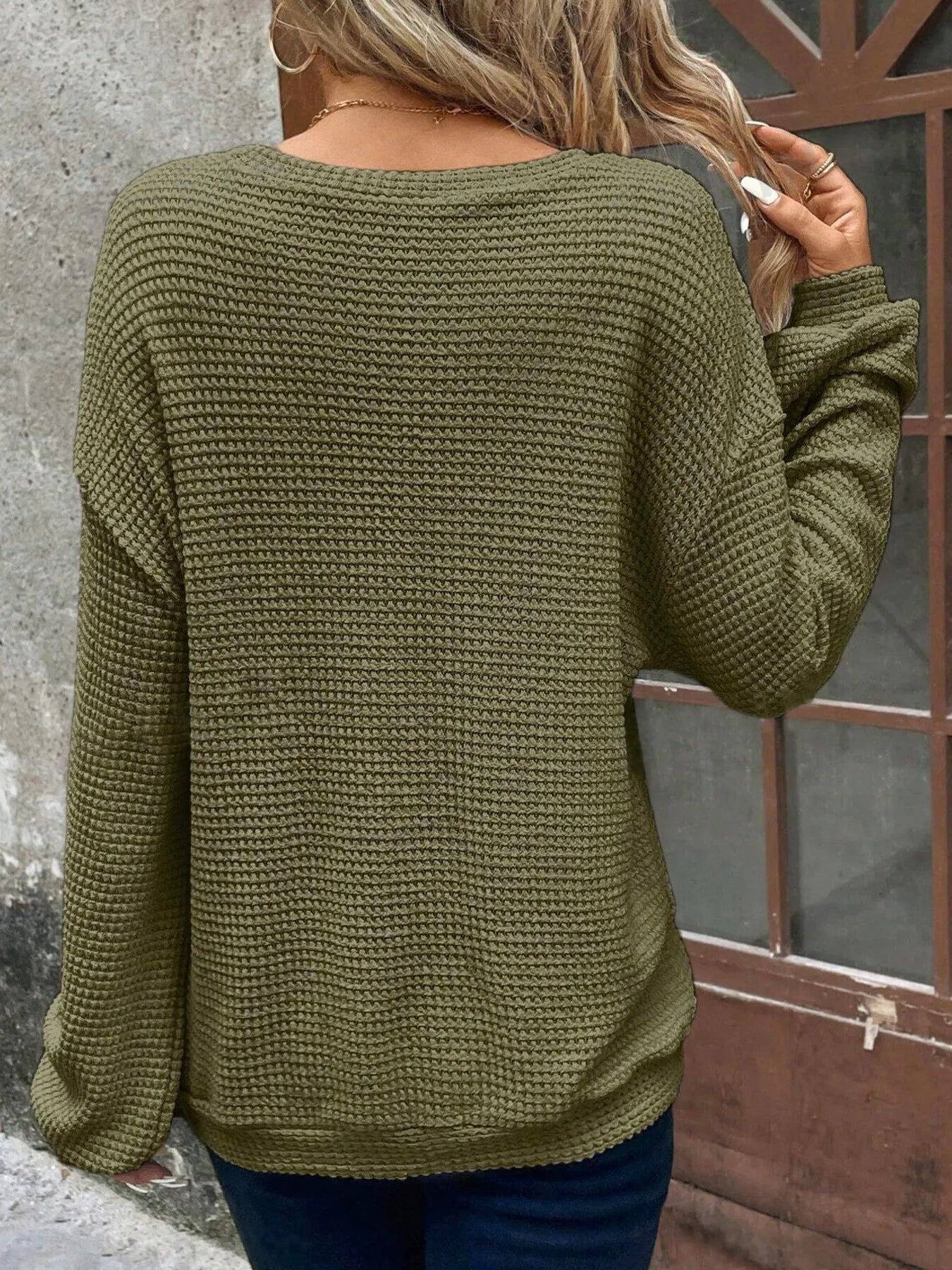 Plus Size Relaxed Fit Waffle Knit Round Neck T-Shirt - Bela Fils BoutiqueBela Fils Boutique
