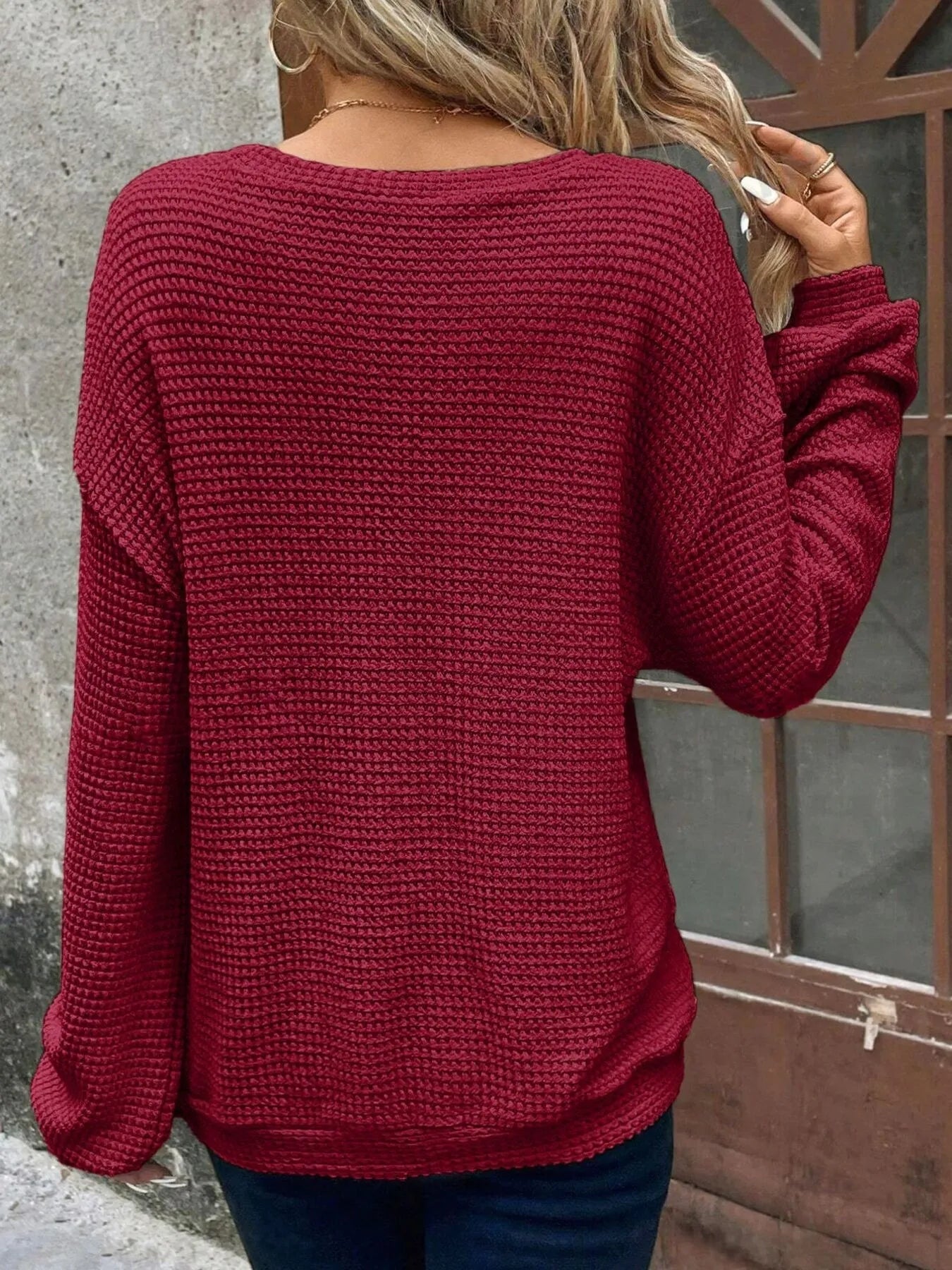 Plus Size Relaxed Fit Waffle Knit Round Neck T-Shirt - Bela Fils BoutiqueBela Fils Boutique