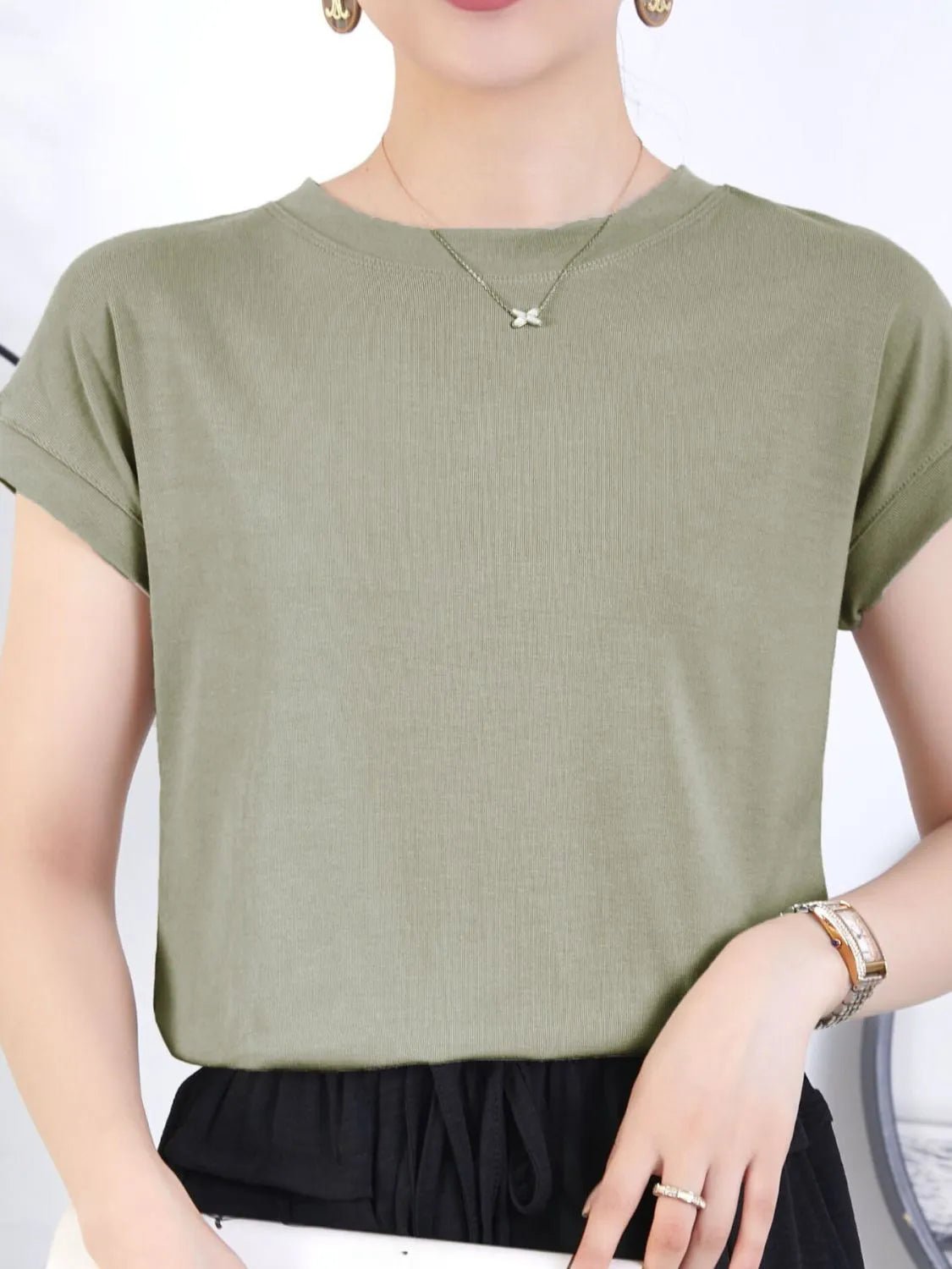 Plus Size Round Neck Short Sleeve T-Shirt - Bela Fils BoutiqueBela Fils Boutique