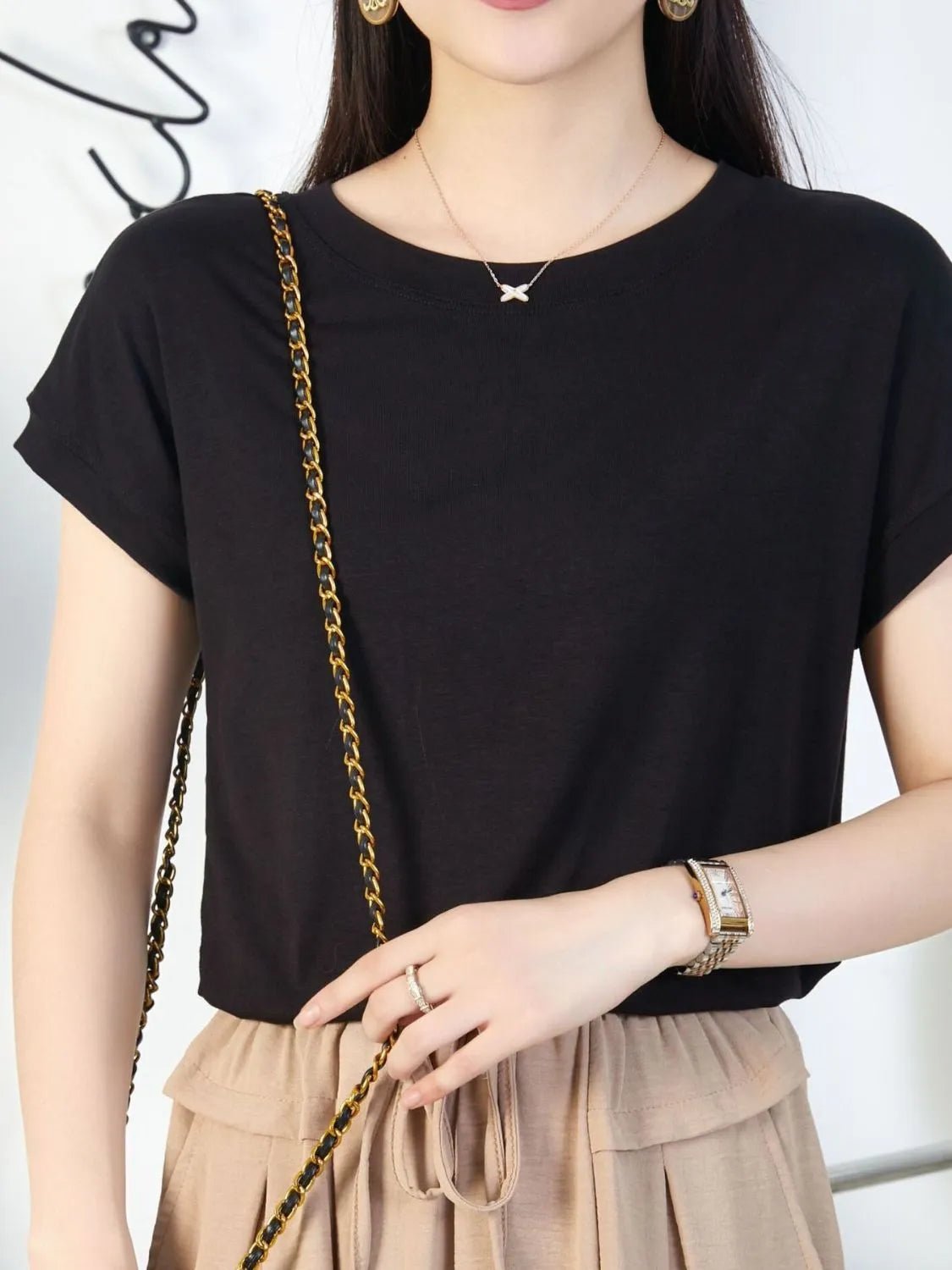 Plus Size Round Neck Short Sleeve T-Shirt - Bela Fils BoutiqueBela Fils Boutique