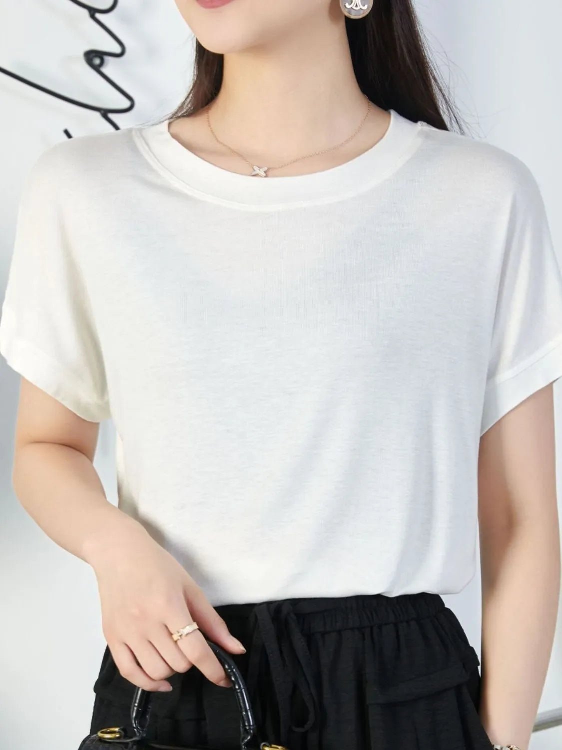 Plus Size Round Neck Short Sleeve T-Shirt - Bela Fils BoutiqueBela Fils Boutique