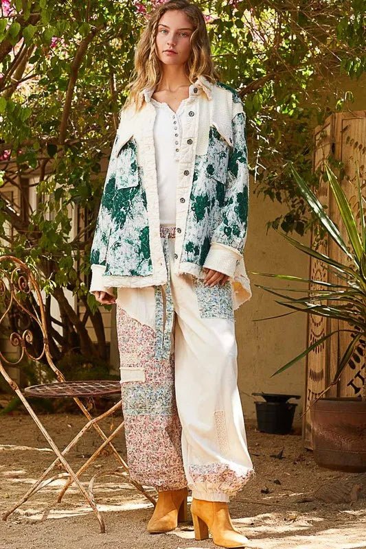 POL Jacquard Patch Collared Neck Quilted Jacket - Bela Fils BoutiqueBela Fils Boutique