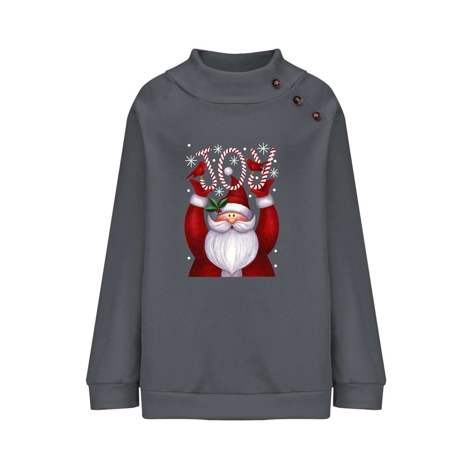Printed Button Christmas Long Sleeve Sweatshirt for Women - Bela Fils BoutiqueBela Fils Boutique