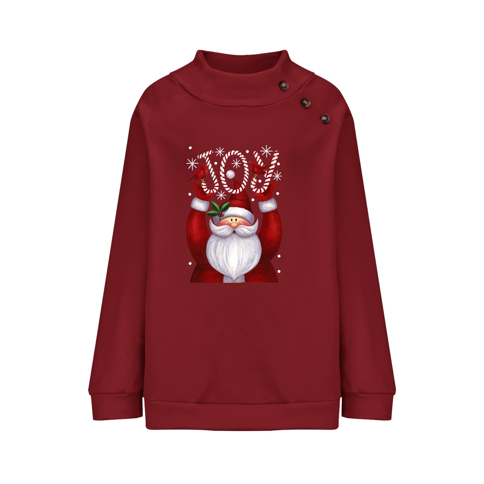 Printed Button Christmas Long Sleeve Sweatshirt for Women - Bela Fils BoutiqueBela Fils Boutique