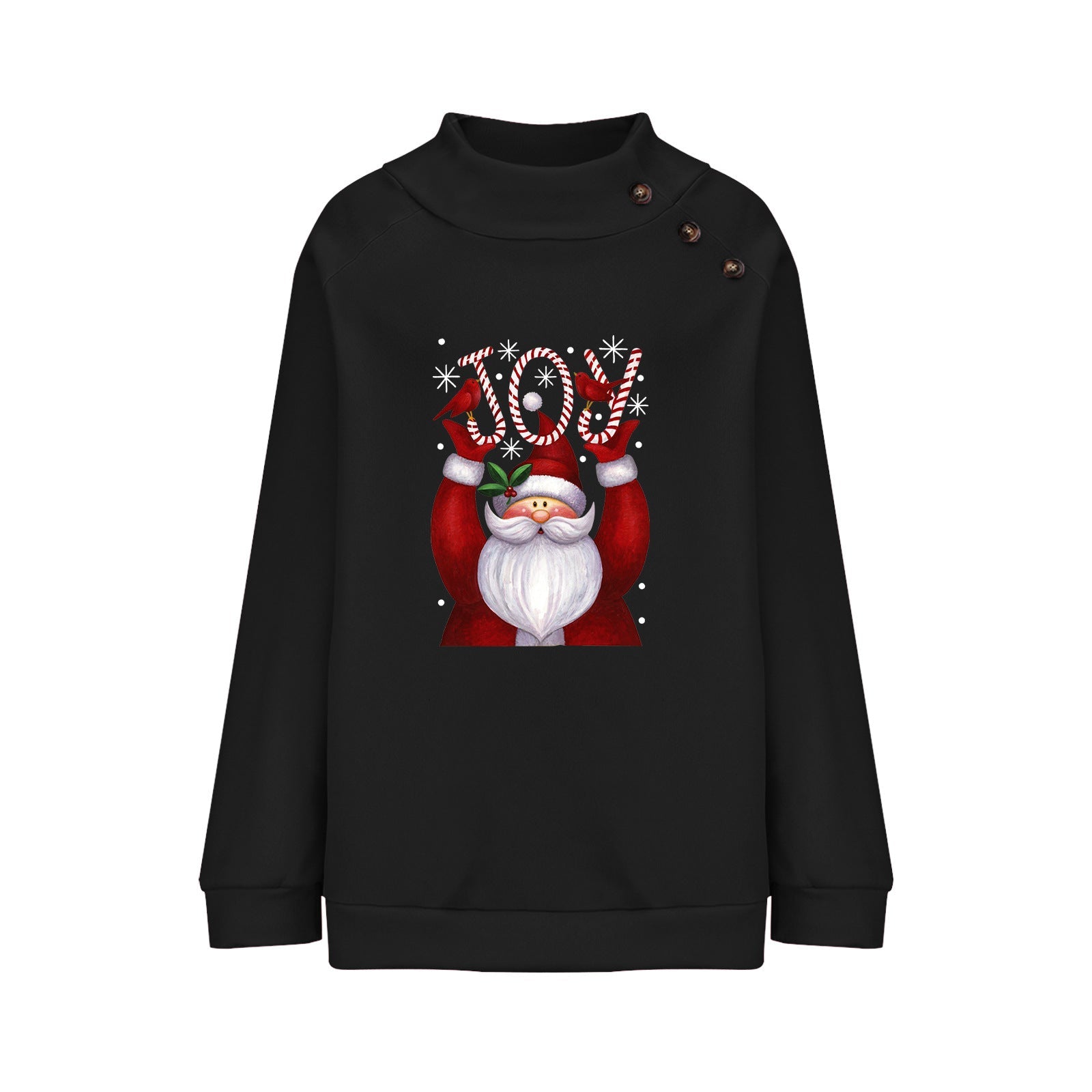 Printed Button Christmas Long Sleeve Sweatshirt for Women - Bela Fils BoutiqueBela Fils Boutique