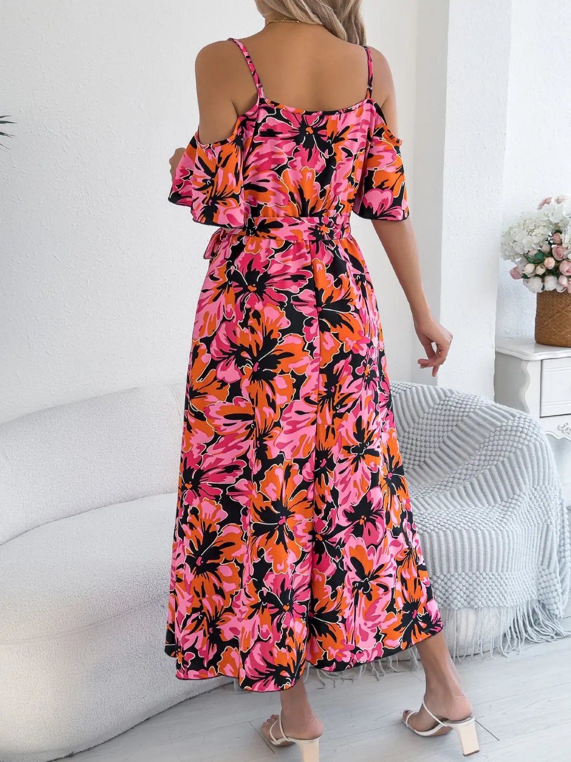 Printed Cold Shoulder Midi Cami Dress - Bela Fils BoutiqueBela Fils Boutique