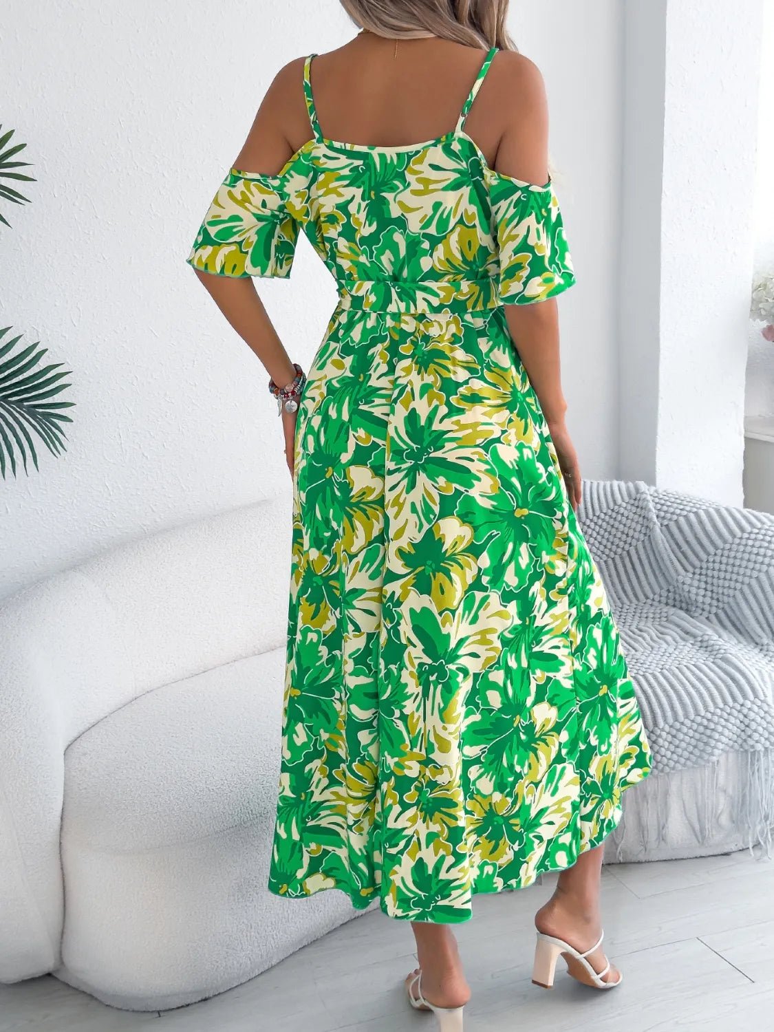 Printed Cold Shoulder Midi Cami Dress - Bela Fils BoutiqueBela Fils Boutique
