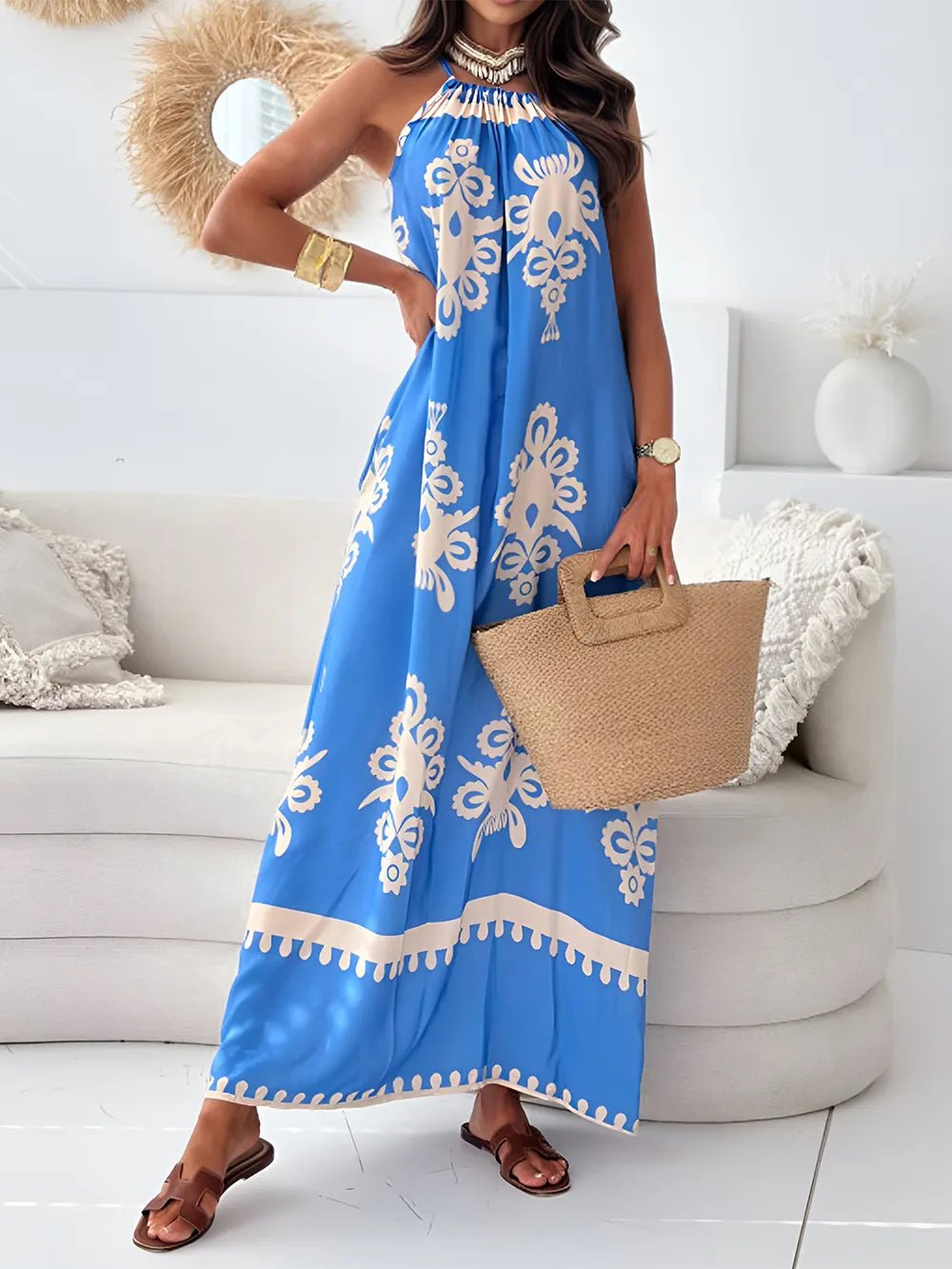 Printed Spaghetti Strap Sleeveless Maxi Dress - Bela Fils BoutiqueBela Fils Boutique