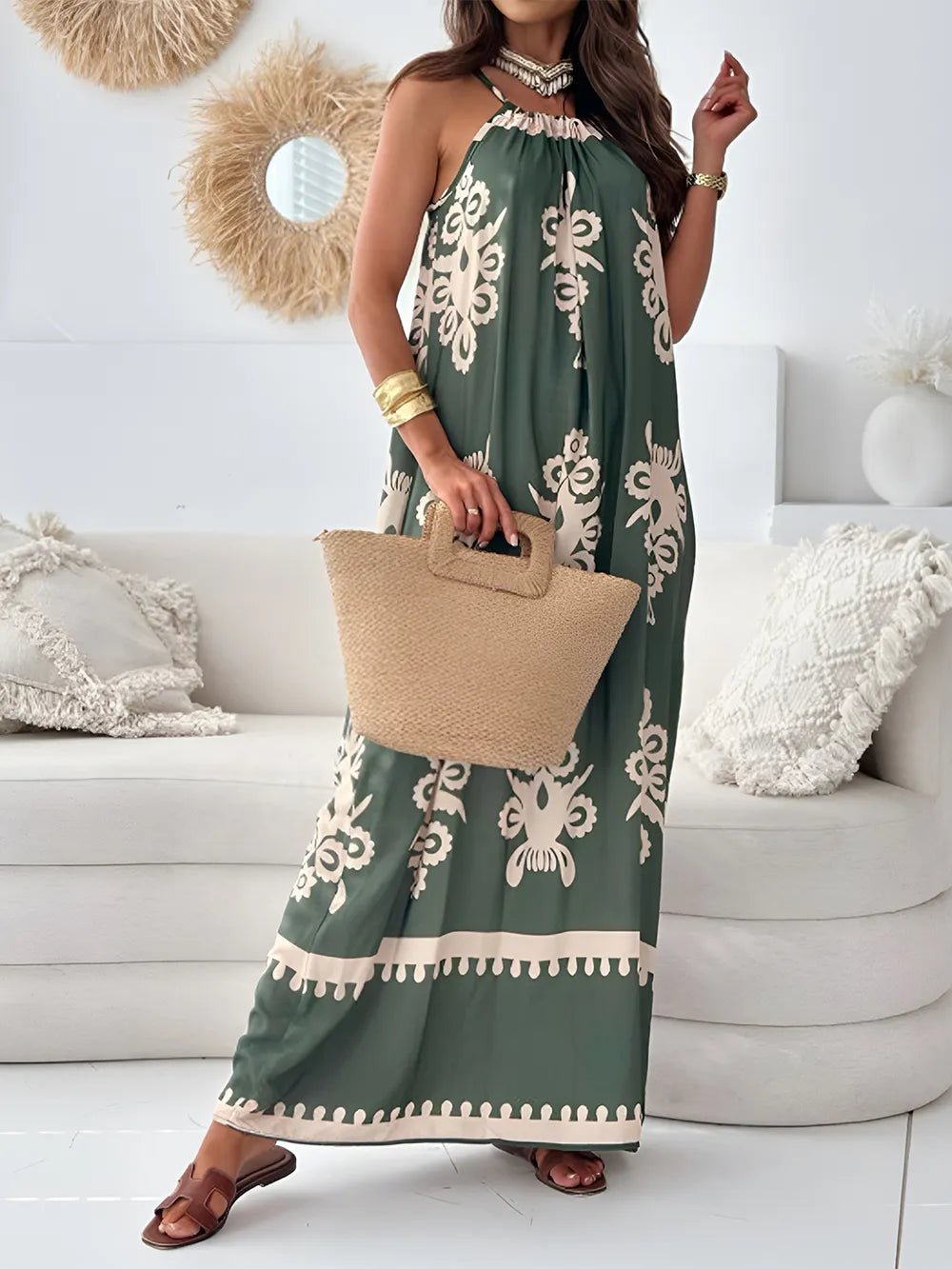Printed Spaghetti Strap Sleeveless Maxi Dress - Bela Fils BoutiqueBela Fils Boutique