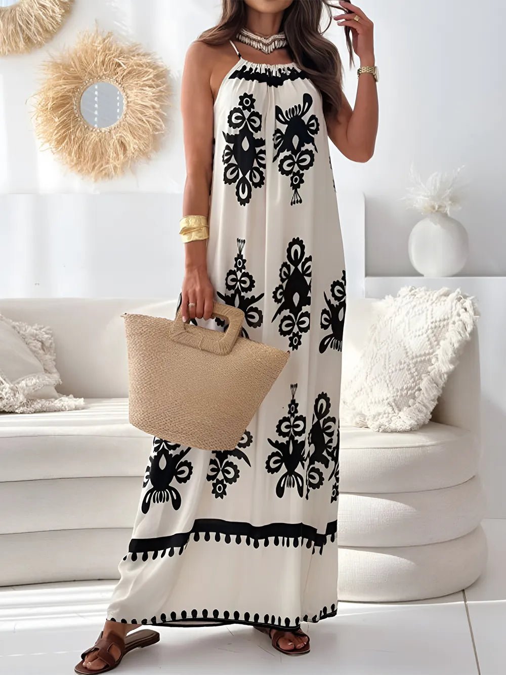Printed Spaghetti Strap Sleeveless Maxi Dress - Bela Fils BoutiqueBela Fils Boutique