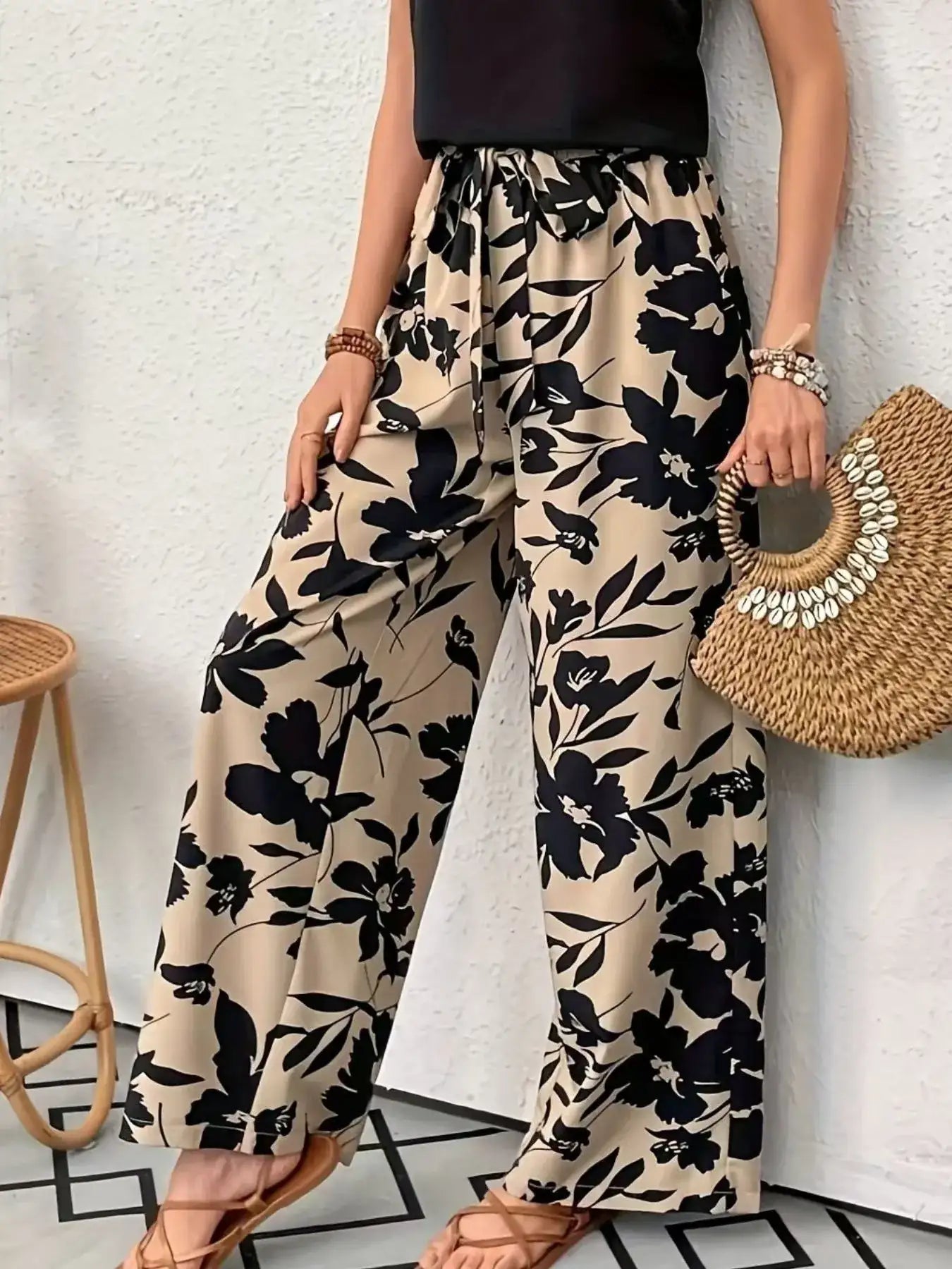 Printed Wide Leg Casual Pants. - Bela Fils BoutiqueBela Fils Boutique
