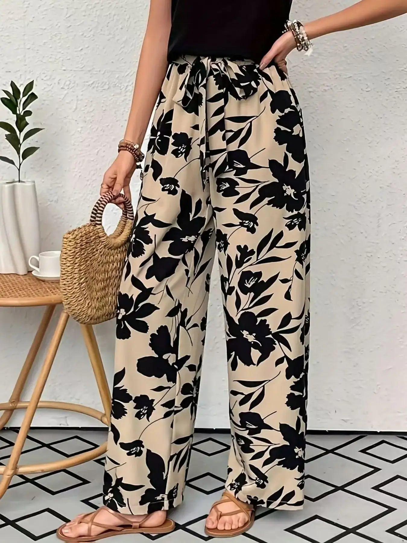 Printed Wide Leg Casual Pants. - Bela Fils BoutiqueBela Fils Boutique