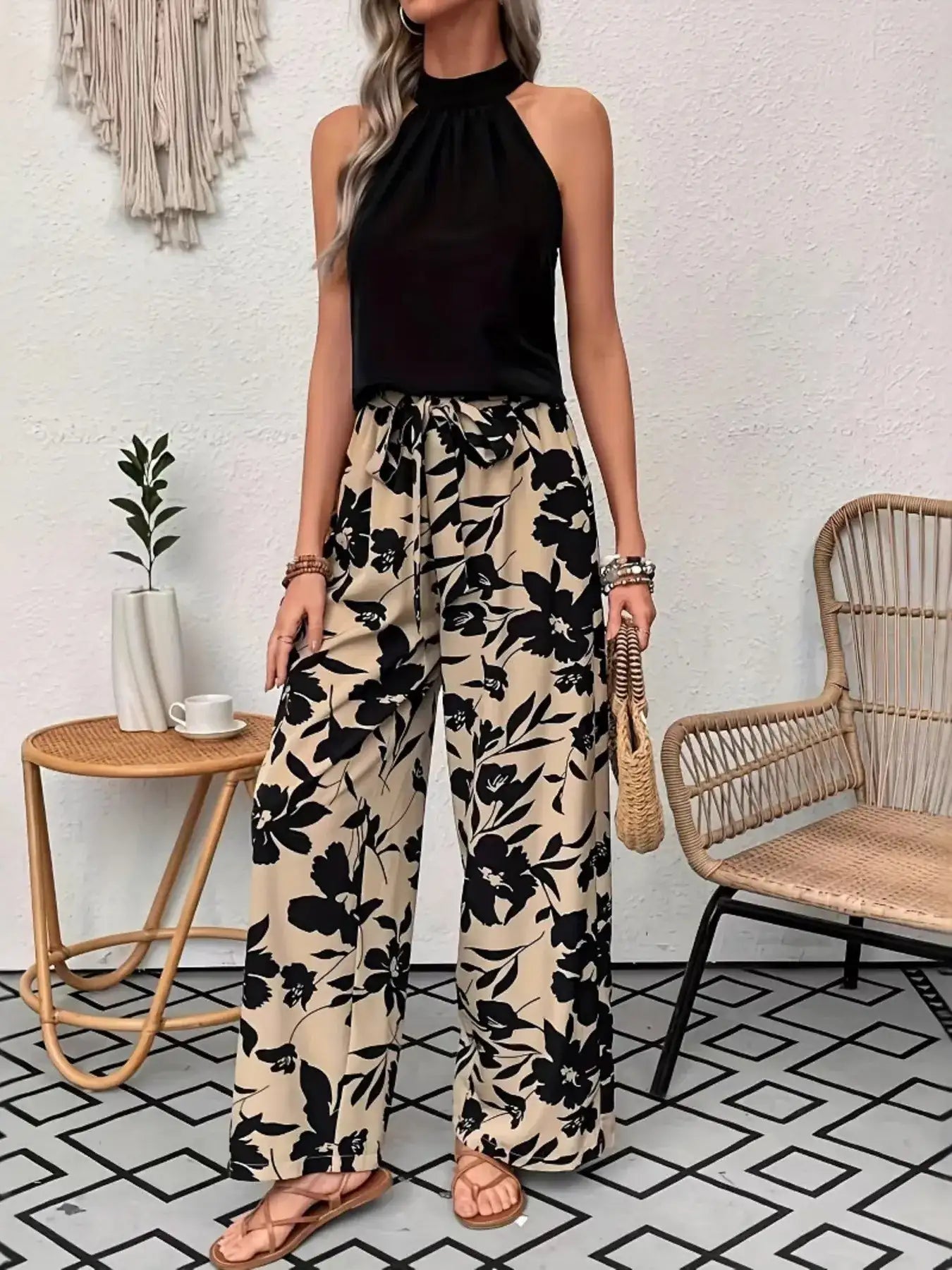 Printed Wide Leg Casual Pants. - Bela Fils BoutiqueBela Fils Boutique