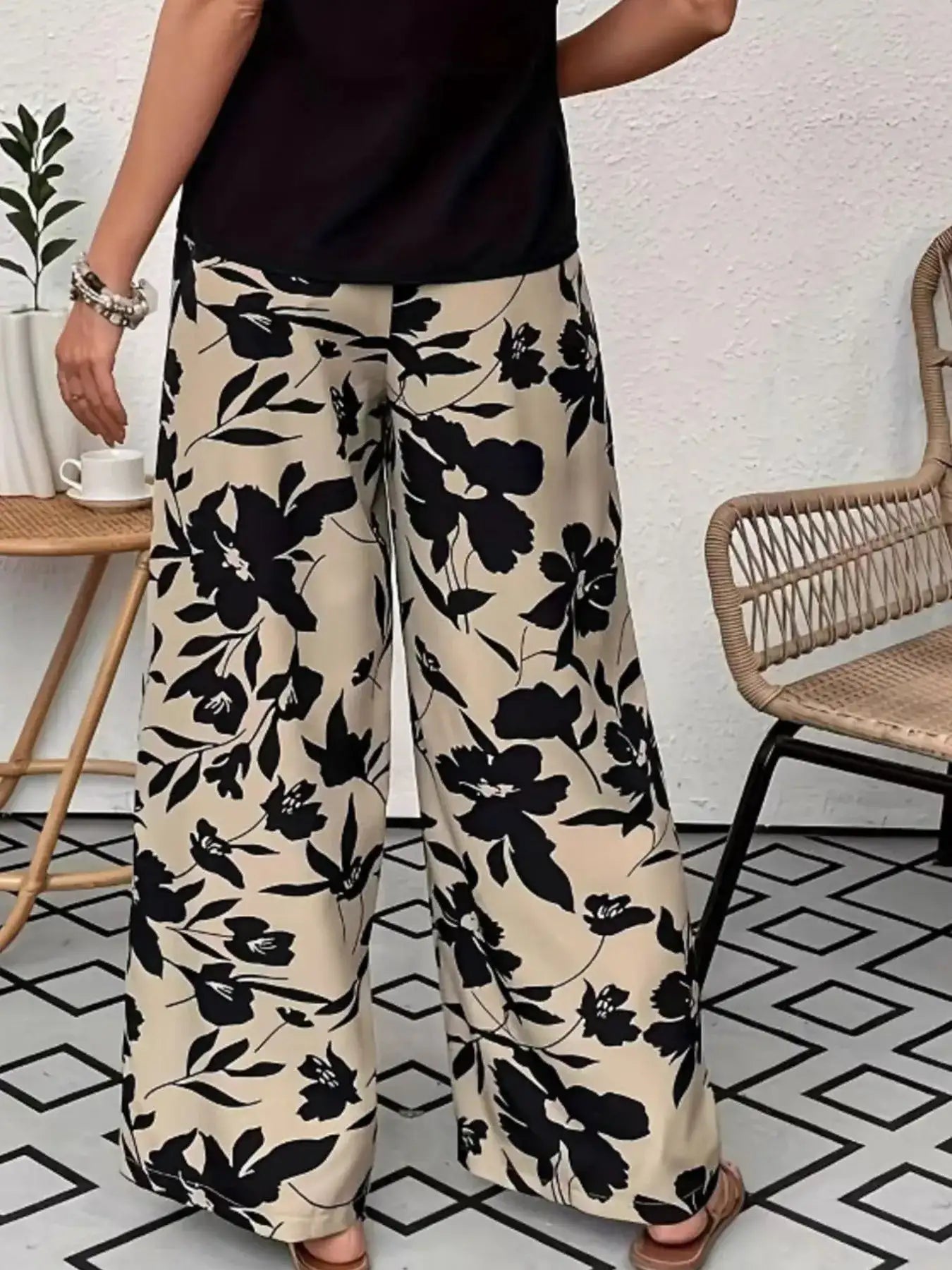 Printed Wide Leg Casual Pants. - Bela Fils BoutiqueBela Fils Boutique