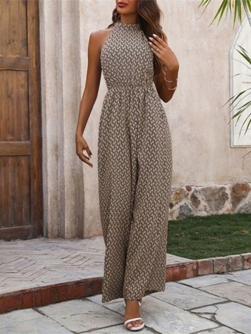 Printed Wide Leg Sleeveless Jumpsuit - Bela Fils BoutiqueWomen's ClothingBela Fils Boutique