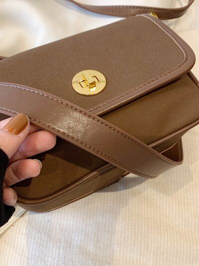 PU Leather Suede Twist - Lock Shoulder Bag - Bela Fils BoutiqueBags & WalletsBela Fils Boutique