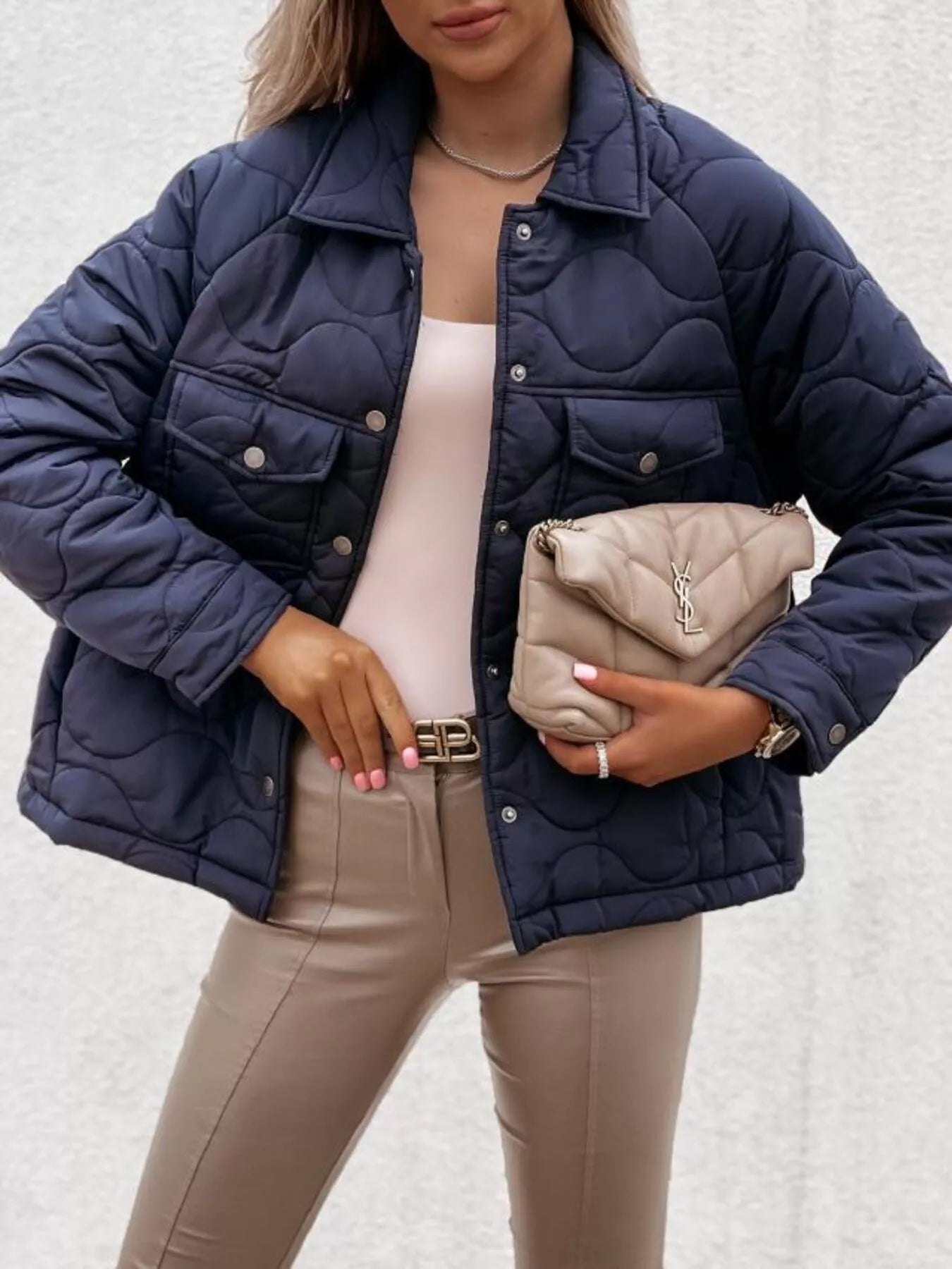 Quilted Snap - Down Casual Jacket - Bela Fils BoutiqueBela Fils Boutique