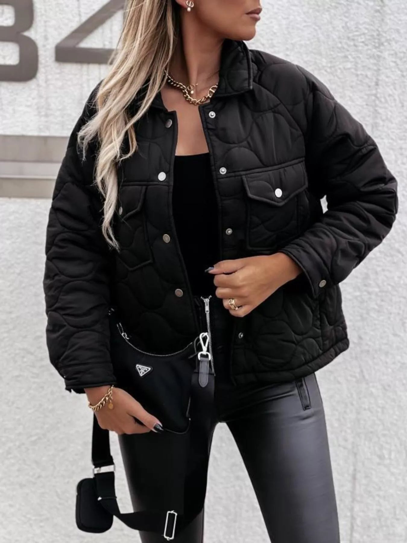 Quilted Snap - Down Casual Jacket - Bela Fils BoutiqueBela Fils Boutique