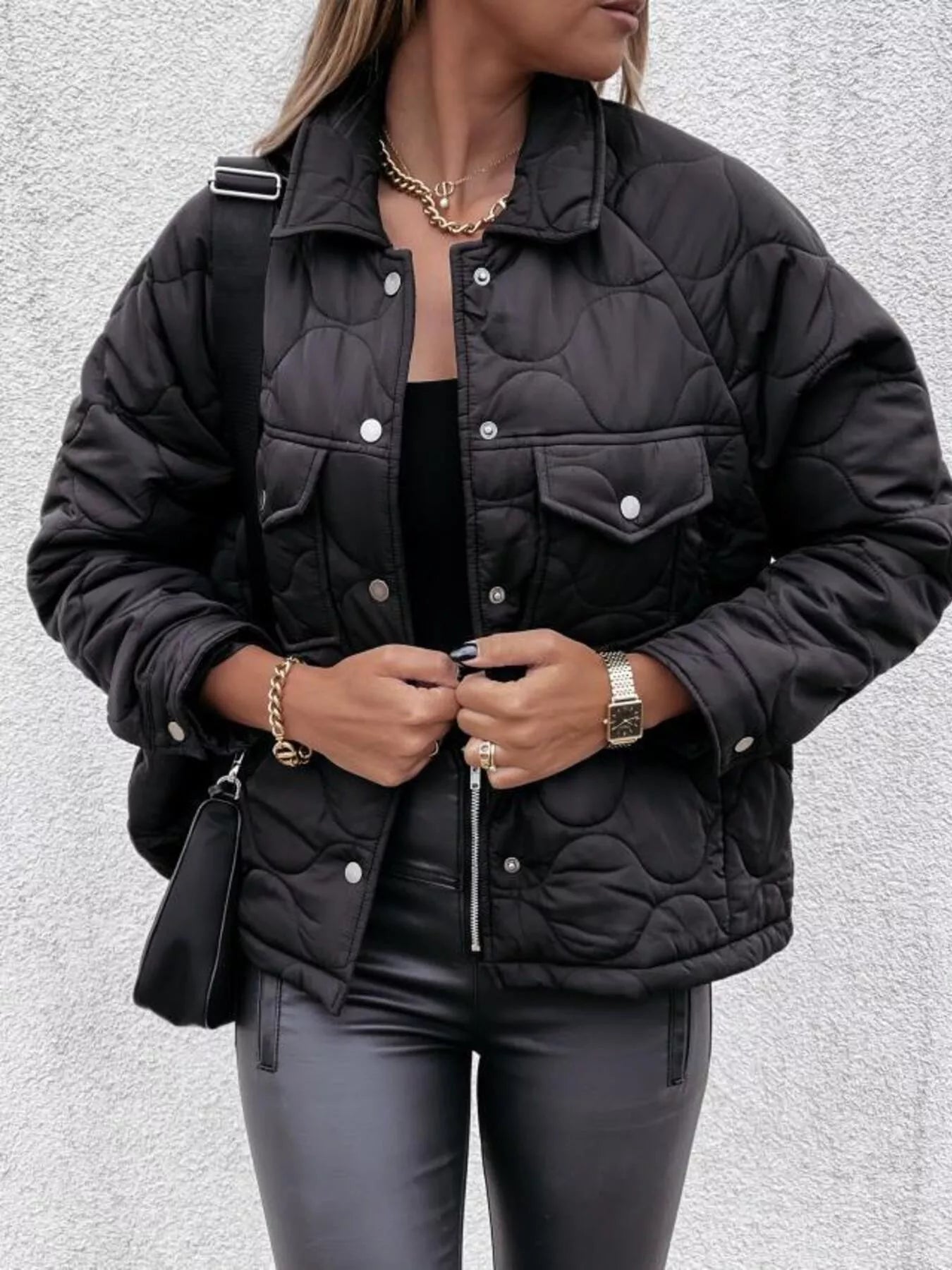 Quilted Snap - Down Casual Jacket - Bela Fils BoutiqueBela Fils Boutique